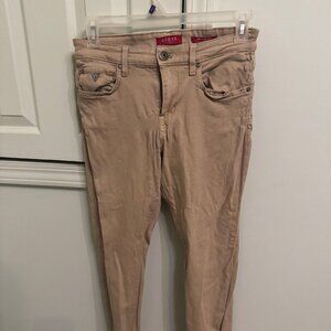 TAN GUESS MEDIUM RISE SKINNY JEANS
